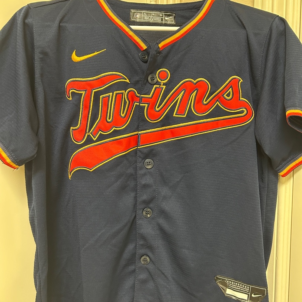 Nike Kids Navy and Orange Twins Jersey